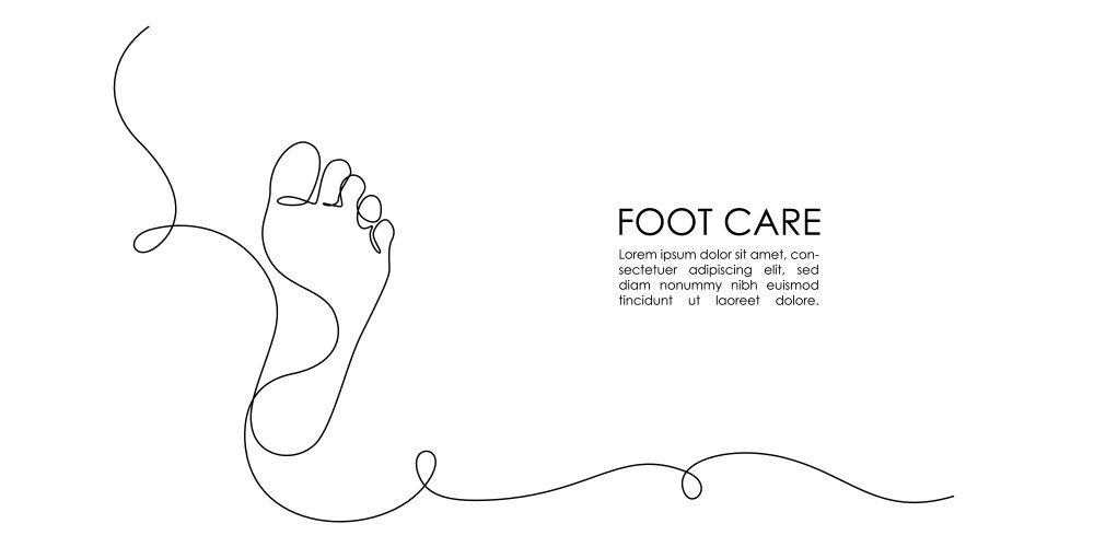 One continuous line drawing of bare foot elegance vector image