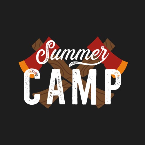 T shirt design for summer camp with crossed axes vector image