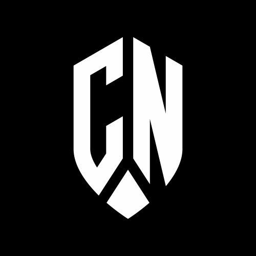 Cn logo monogram with emblem shield style design vector image