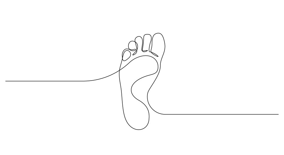 one continuous line drawing of bare foot elegance vector image