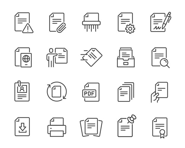 document icons set collection of simple linear vector image