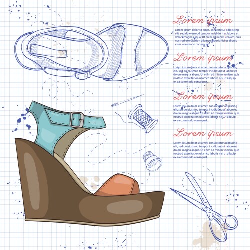 Fashion sketch womens shoes vector image