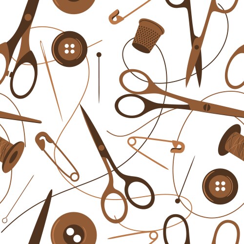 Seamless background pattern of sewing accessories vector image