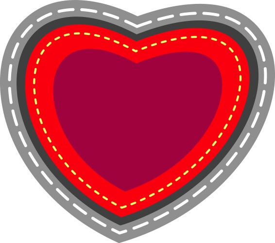 Heart patch textile love sticker romantic sign vector image