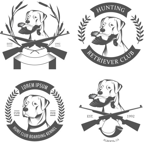 set of hunting retriever logos labels and badges vector image