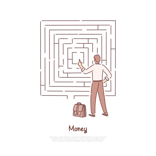 office worker analysing maze businessman vector image