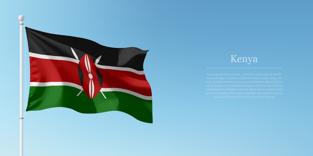 Waving flag of kenya against clear blue sky vector image