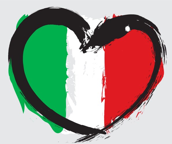 Italian heart shape flag vector image