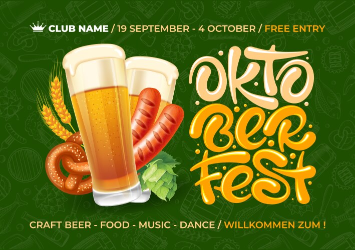 oktoberfest beer festival advertising flyer vector image