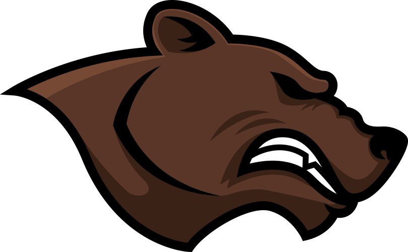 Angry bear head design element for logo label vector image