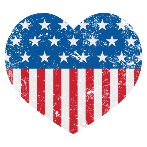 Usa america retro heart flag vector image