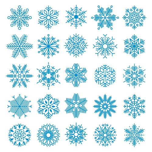 25 snowflakes set vector image