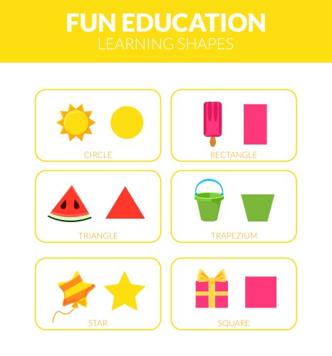 Learning shapes fun educational game for kids vector image