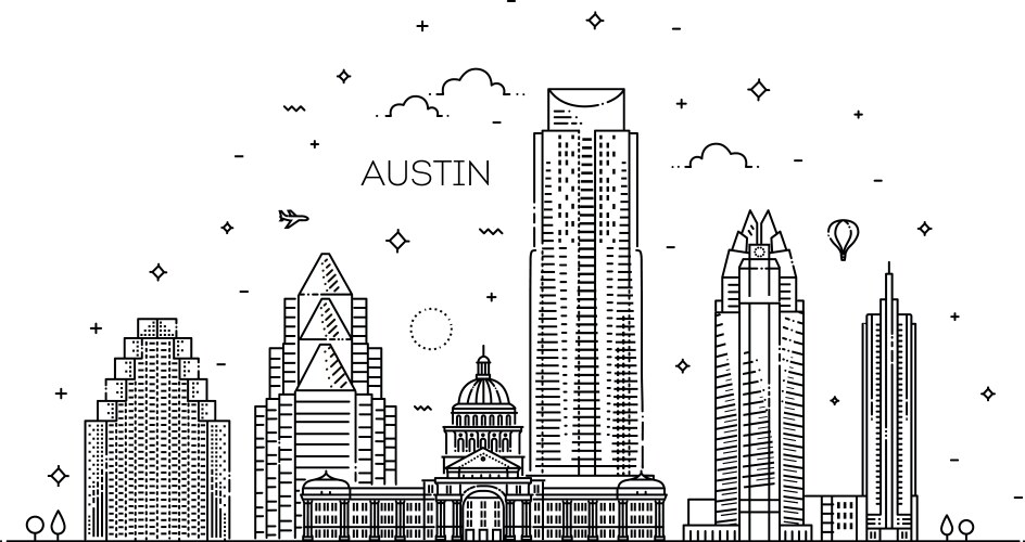 Austin architecture line skyline vector image