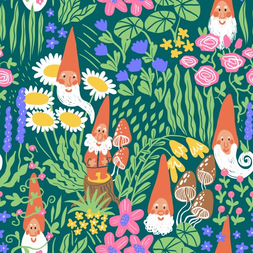 Cute garden gnomes vector image