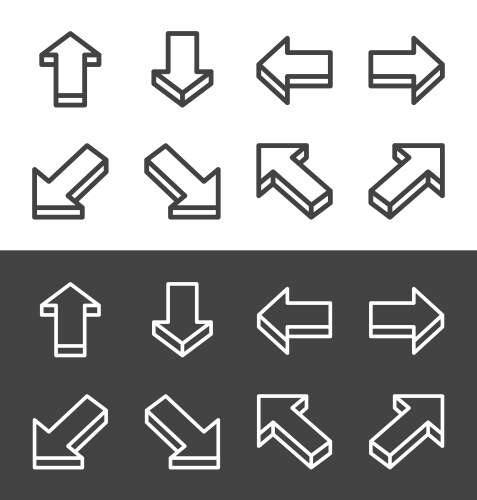 Isometric arrow line icon set vector image