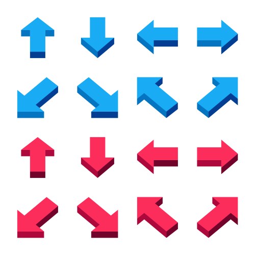 Isometric arrow icon set vector image