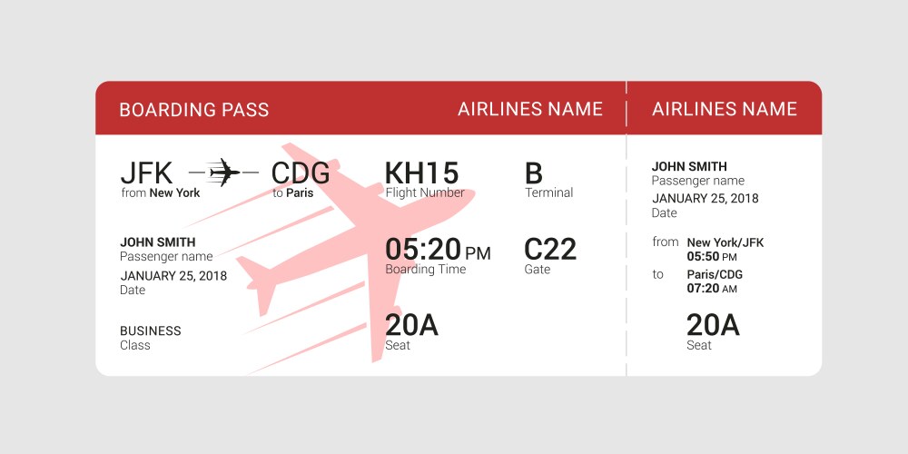 red boarding pass vector image