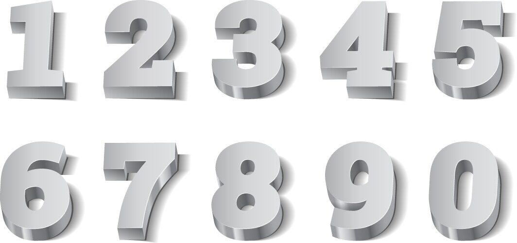 Silver 3d numbers vector image