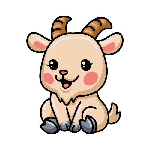 Cute baby goat cartoon sitting vector image