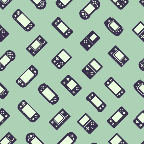 Seamless pattern of handheld game console icons vector image