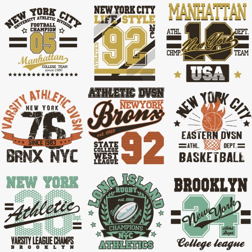 new york t-shirt set vector image