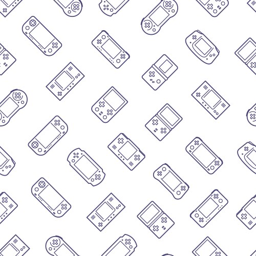 Seamless pattern of handheld game console icons vector image