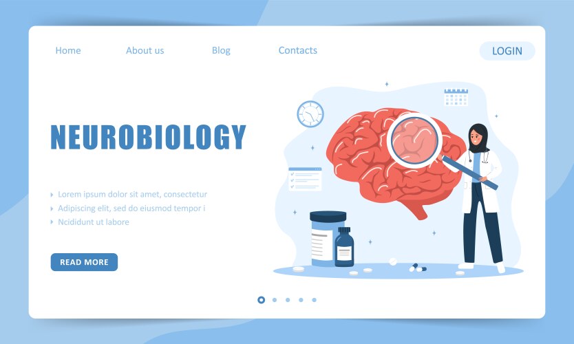 Neurobiology concept landing page template arab vector image