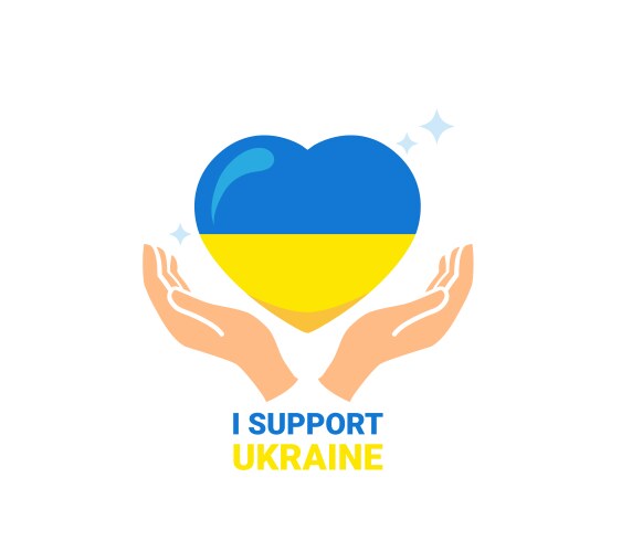 I support ukraine human hand under the heart vector image