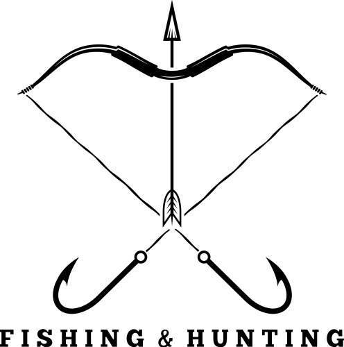 Fishing and hunting concept with hooks bow vector image