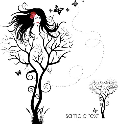 Tree woman abstract vector image