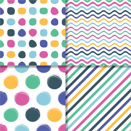 Various seamless simple retro pattern set vector image