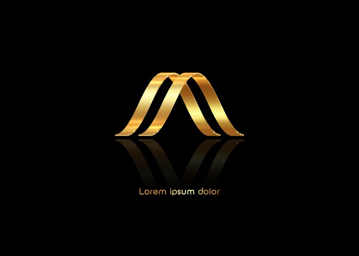 3d golden abstract letter m gold luxury business vector image