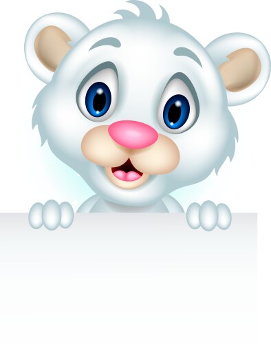 Ute little polar bear holding blank sign vector image