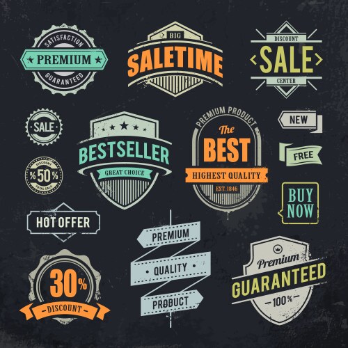 Sale retro labels vector image