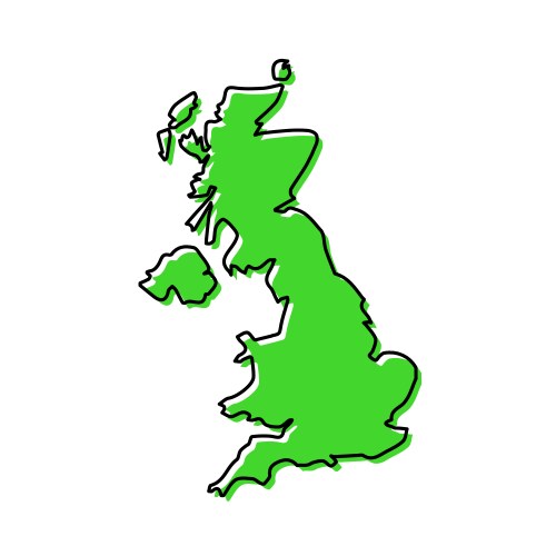 Simple outline map of united kingdom stylized vector image