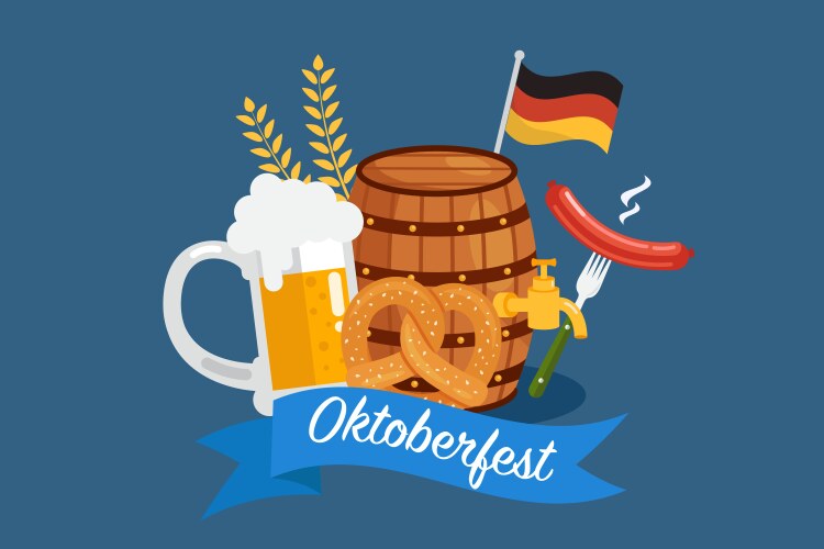 Happy oktoberfest party festival with beer vector image