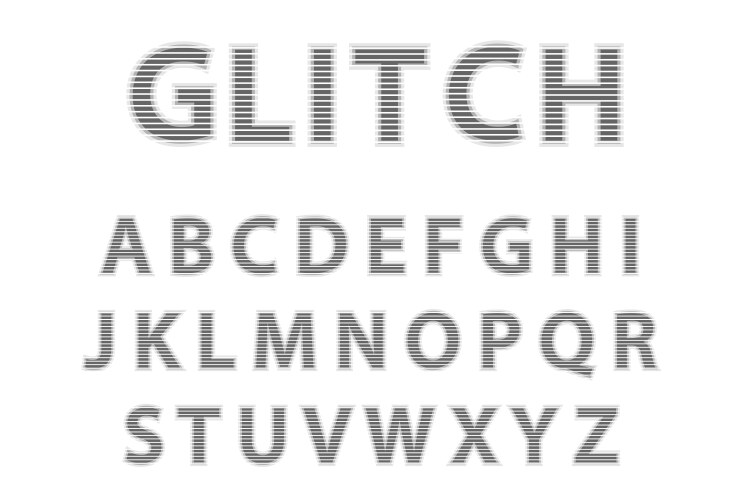 Uppercase alphabet with glitch effect vector image