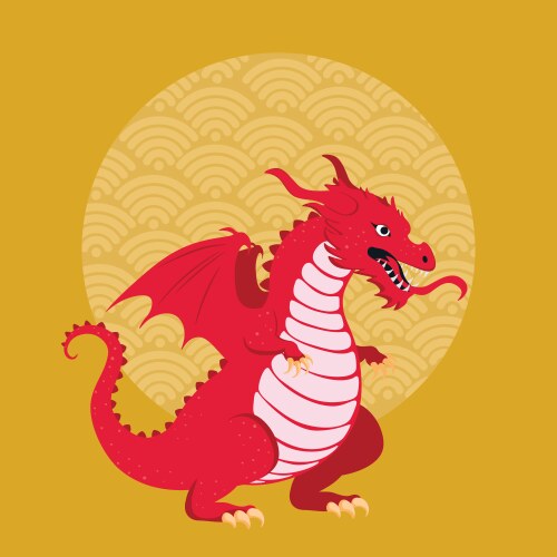 Cartoon red dragon vector image