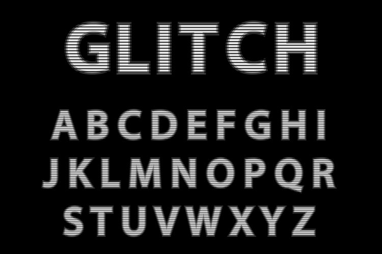 Uppercase alphabet with glitch effect vector image