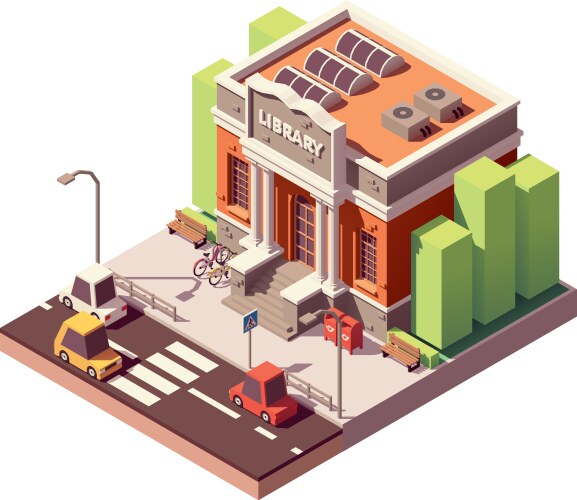 isometric library building vector image