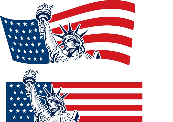 statue of liberty nyc usa flag symbol vector image