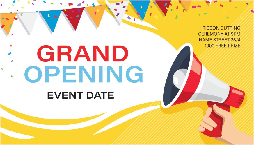 grand opening banner template advertising design vector image