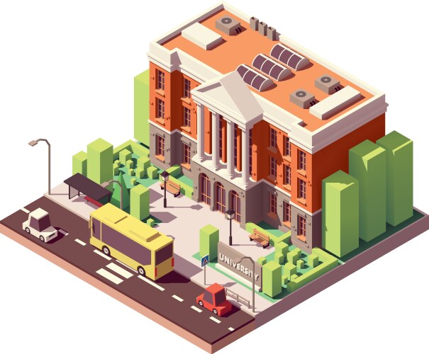 Isometric university building vector image