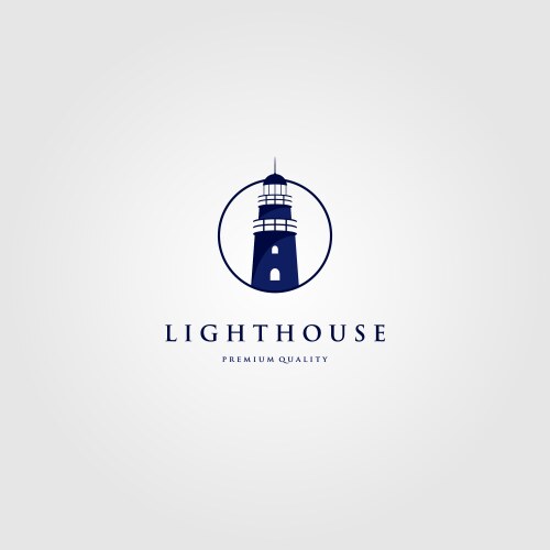 Lighthouse tower logo in circle frame design vector image