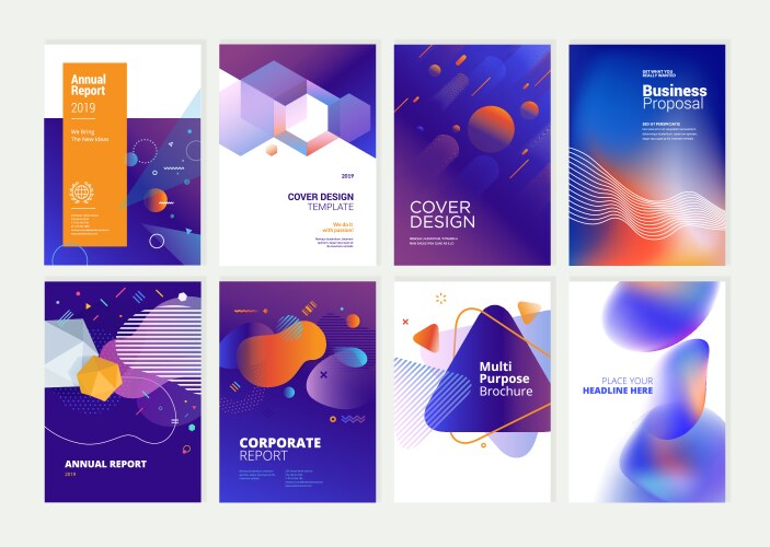 Set of brochure annual report design template vector image