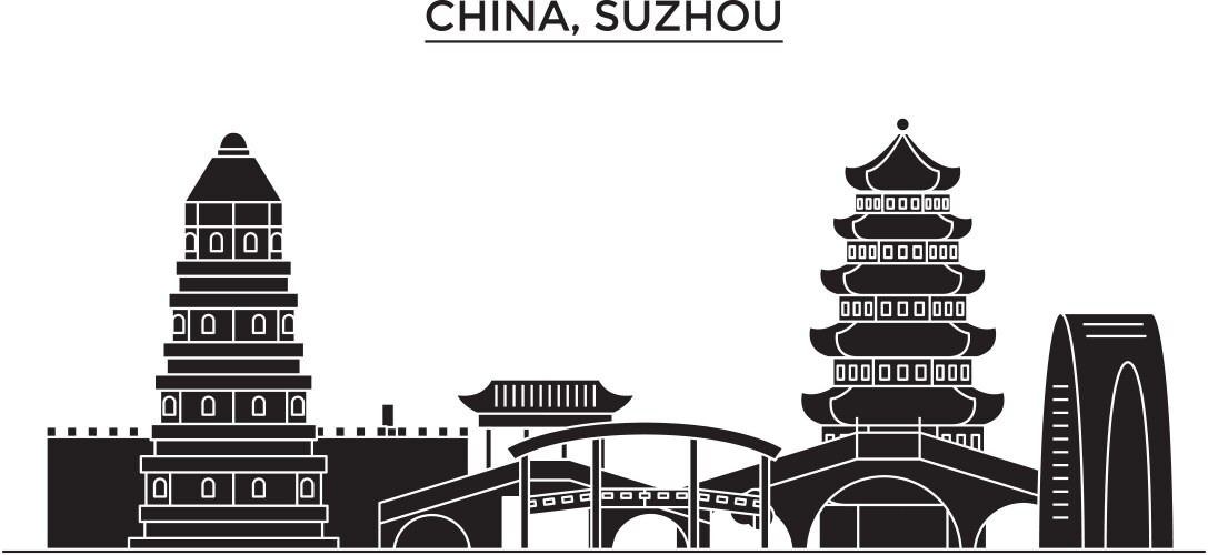 China suzhou architecture urban skyline vector image