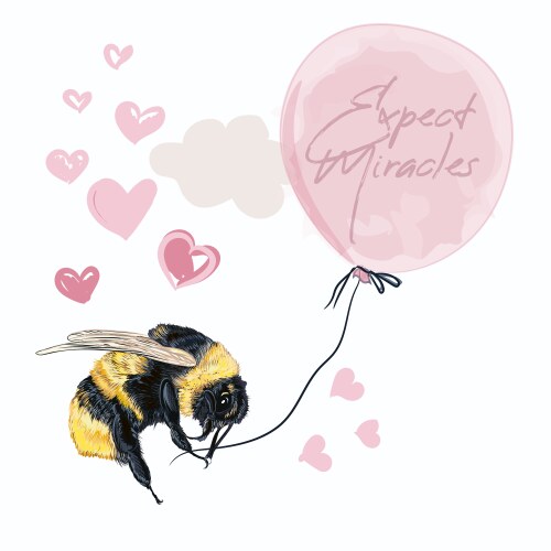 Fashion conceptual with bumblebee pink baloon vector image