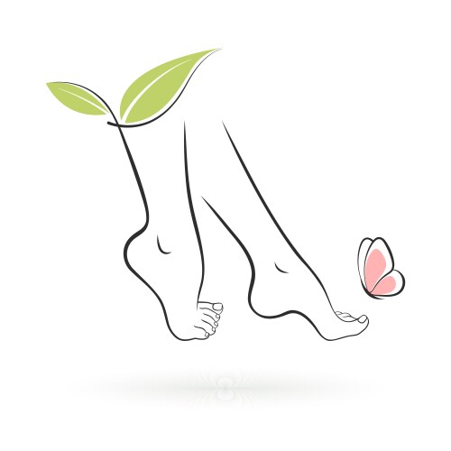 Female feet icon with butterfly vector image