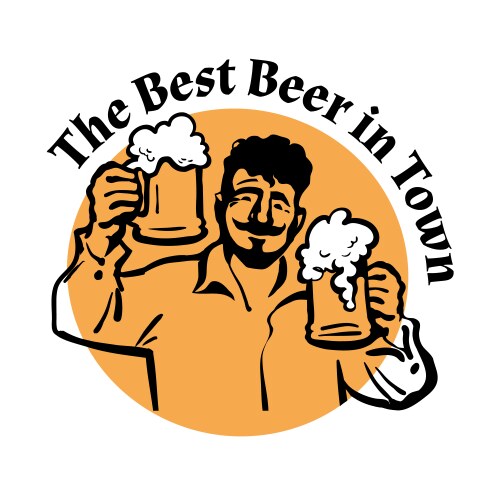 man with two beer mugs the best in town vector image